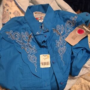 Wrangler Turquoise Embroidered Western Shirt